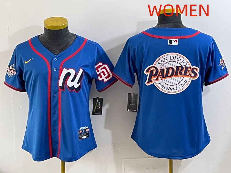 Women 2025 San Diego Padres Blank Blue All star Nike MLB Jersey style 05->youth mlb jersey->Youth Jersey